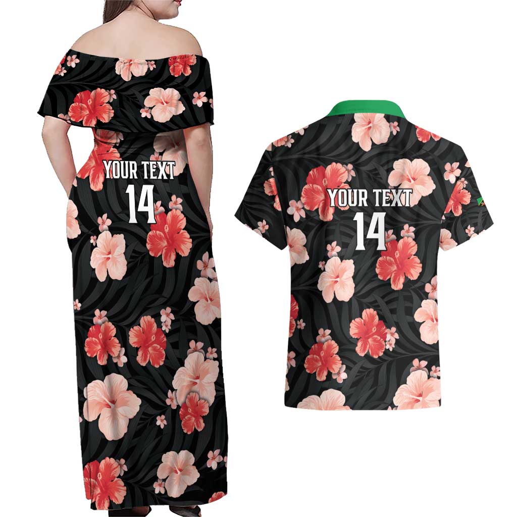 Custom Saint Kitts and Nevis Cricket Couples Matching Off Shoulder Maxi Dress and Hawaiian Shirt 2025 Go Patriots Tropical Style - Wonder Print Shop