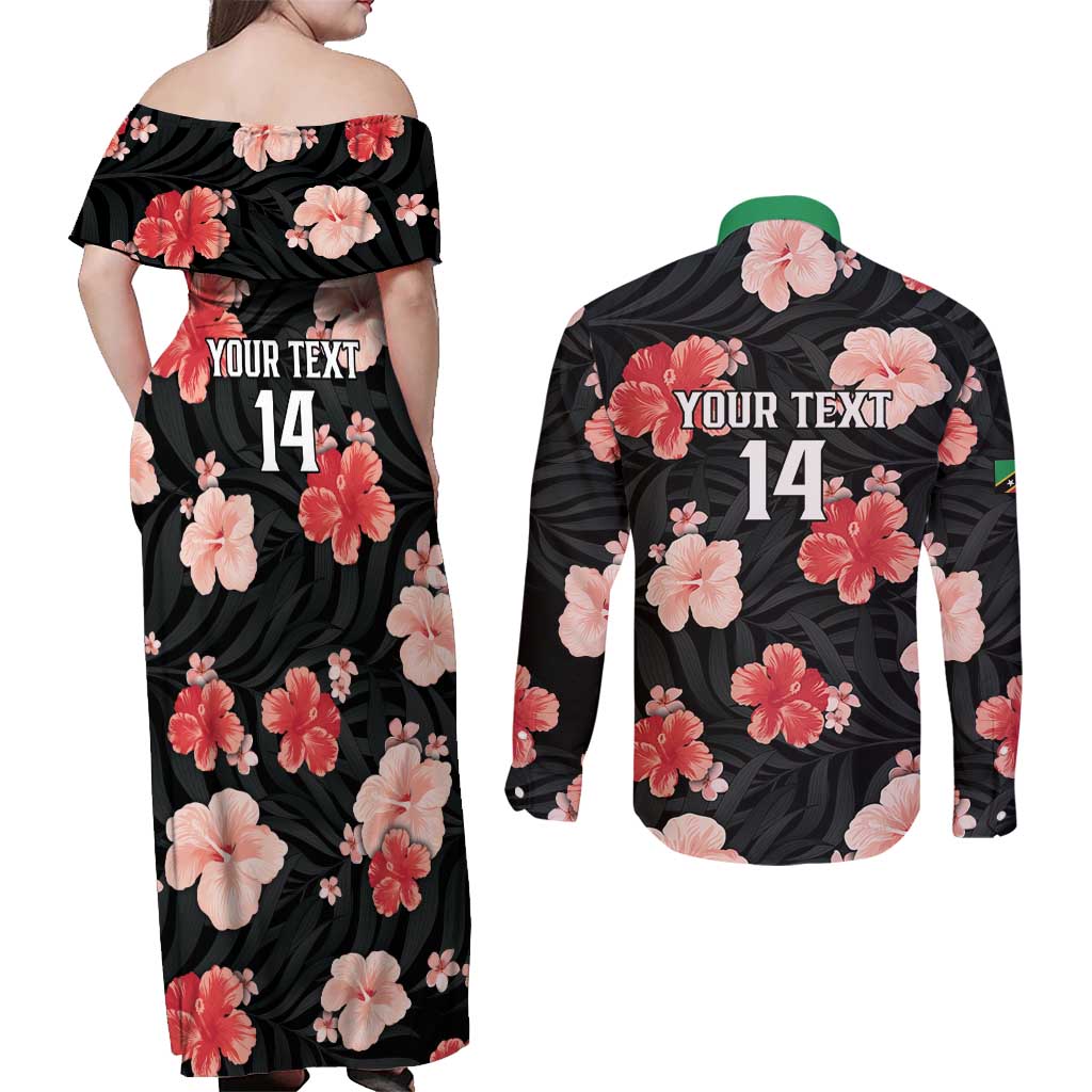 Custom Saint Kitts and Nevis Cricket Couples Matching Off Shoulder Maxi Dress and Long Sleeve Button Shirt 2025 Go Patriots Tropical Style - Wonder Print Shop
