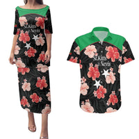 Custom Saint Kitts and Nevis Cricket Couples Matching Puletasi and Hawaiian Shirt 2025 Go Patriots Tropical Style - Wonder Print Shop
