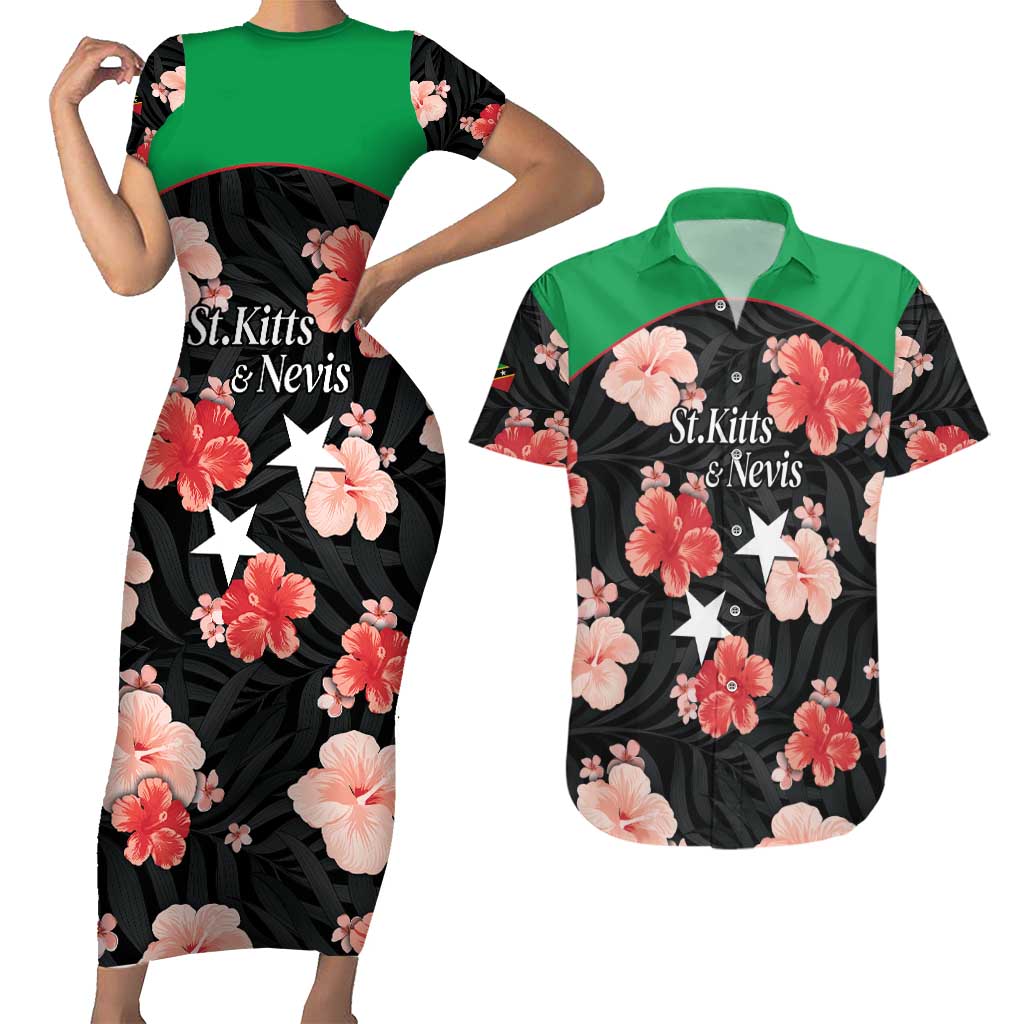 Custom Saint Kitts and Nevis Cricket Couples Matching Short Sleeve Bodycon Dress and Hawaiian Shirt 2025 Go Patriots Tropical Style - Wonder Print Shop