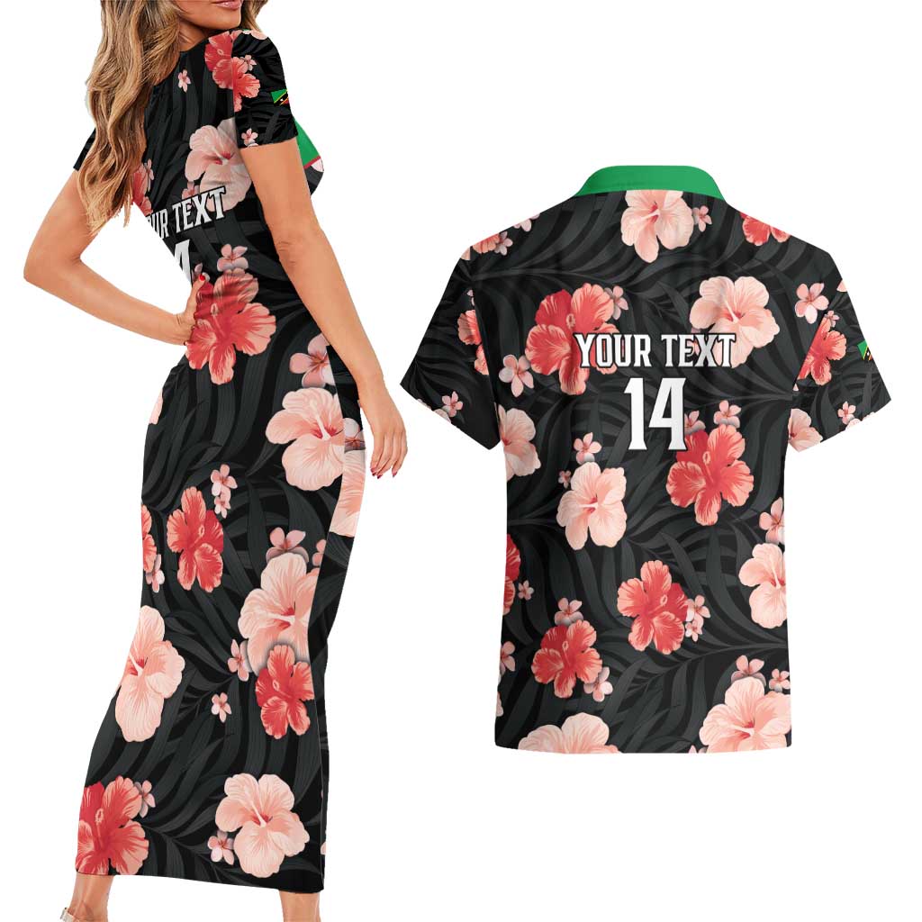 Custom Saint Kitts and Nevis Cricket Couples Matching Short Sleeve Bodycon Dress and Hawaiian Shirt 2025 Go Patriots Tropical Style - Wonder Print Shop