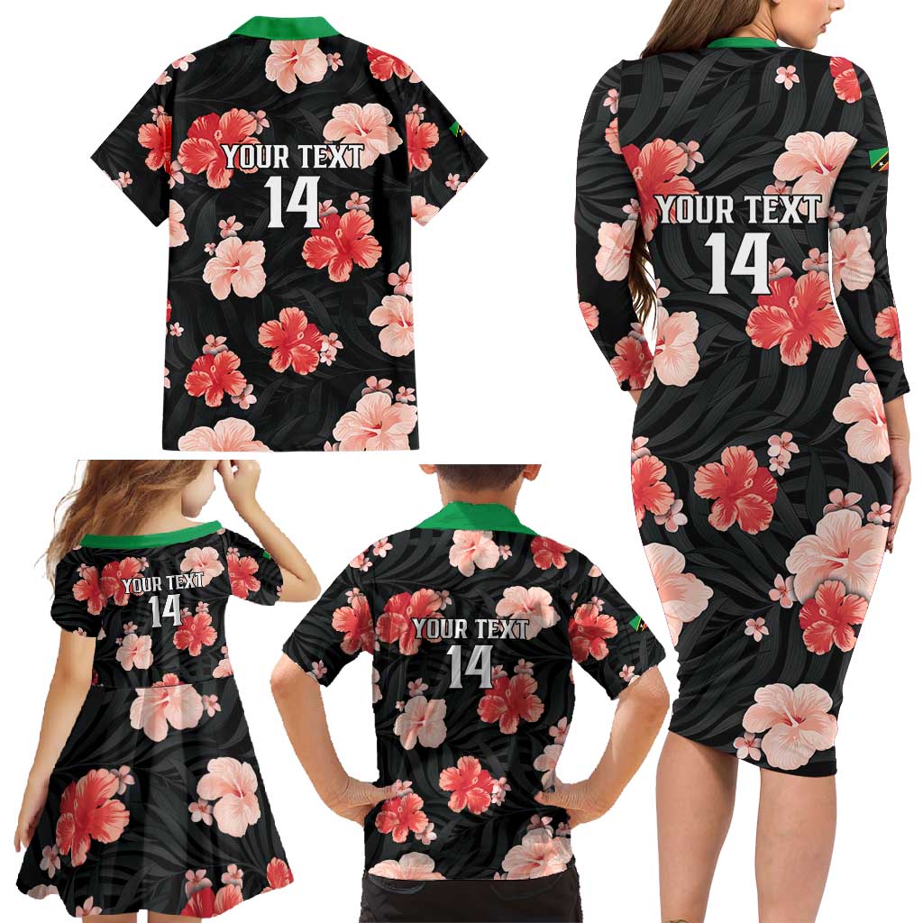 Custom Saint Kitts and Nevis Cricket Family Matching Long Sleeve Bodycon Dress and Hawaiian Shirt 2025 Go Patriots Tropical Style - Wonder Print Shop