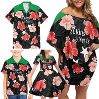 Custom Saint Kitts and Nevis Cricket Family Matching Off Shoulder Short Dress and Hawaiian Shirt 2025 Go Patriots Tropical Style - Wonder Print Shop