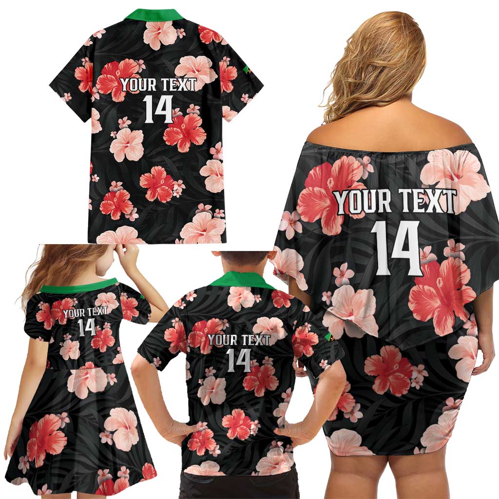 Custom Saint Kitts and Nevis Cricket Family Matching Off Shoulder Short Dress and Hawaiian Shirt 2025 Go Patriots Tropical Style - Wonder Print Shop
