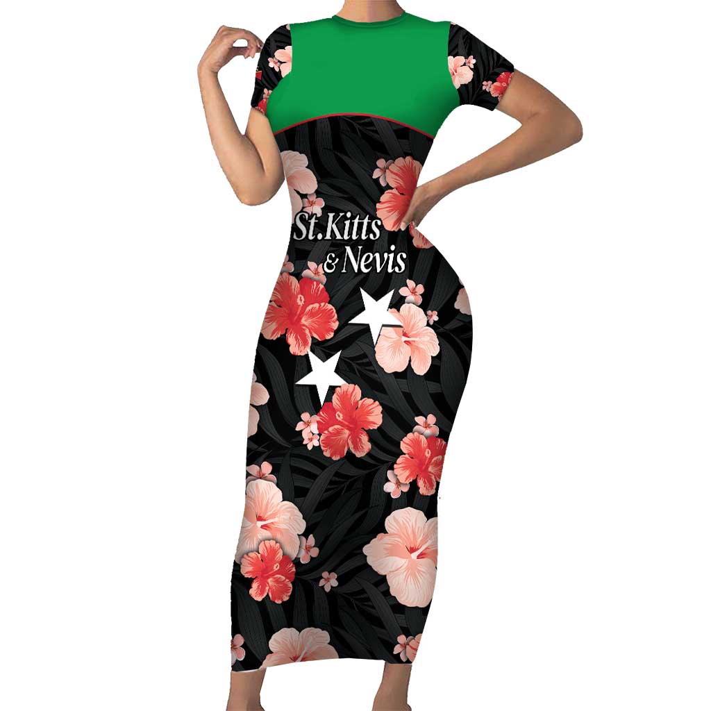 Custom Saint Kitts and Nevis Cricket Family Matching Short Sleeve Bodycon Dress and Hawaiian Shirt 2025 Go Patriots Tropical Style - Wonder Print Shop