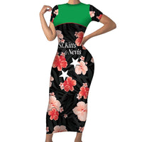 Custom Saint Kitts and Nevis Cricket Family Matching Short Sleeve Bodycon Dress and Hawaiian Shirt 2025 Go Patriots Tropical Style - Wonder Print Shop