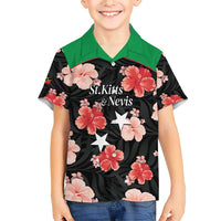 Custom Saint Kitts and Nevis Cricket Family Matching Short Sleeve Bodycon Dress and Hawaiian Shirt 2025 Go Patriots Tropical Style - Wonder Print Shop