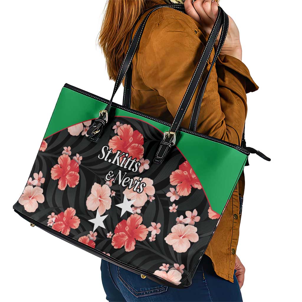 Saint Kitts and Nevis Cricket Leather Tote Bag 2025 Go Patriots Tropical Style - Wonder Print Shop