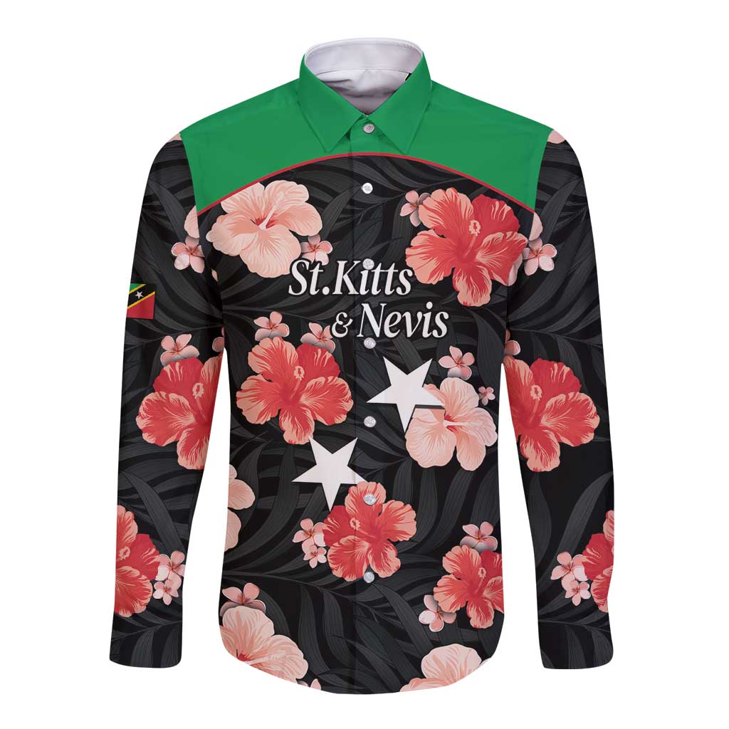Custom Saint Kitts and Nevis Cricket Long Sleeve Button Shirt 2025 Go Patriots Tropical Style - Wonder Print Shop