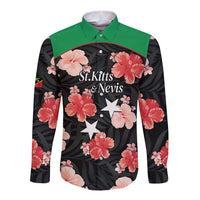 Custom Saint Kitts and Nevis Cricket Long Sleeve Button Shirt 2025 Go Patriots Tropical Style - Wonder Print Shop
