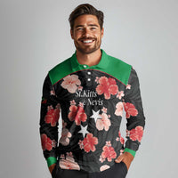 Custom Saint Kitts and Nevis Cricket Long Sleeve Polo Shirt 2025 Go Patriots Tropical Style - Wonder Print Shop