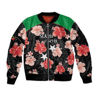 Custom Saint Kitts and Nevis Cricket Sleeve Zip Bomber Jacket 2025 Go Patriots Tropical Style - Wonder Print Shop