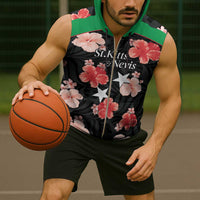 Custom Saint Kitts and Nevis Cricket Sleeveless Zip Hoodie 2025 Go Patriots Tropical Style - Wonder Print Shop