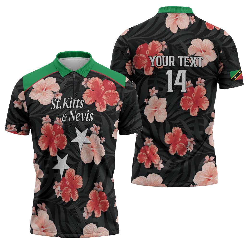 Custom Saint Kitts and Nevis Cricket Zipper Polo Shirt 2025 Go Patriots Tropical Style - Wonder Print Shop