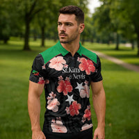 Custom Saint Kitts and Nevis Cricket Zipper Polo Shirt 2025 Go Patriots Tropical Style - Wonder Print Shop