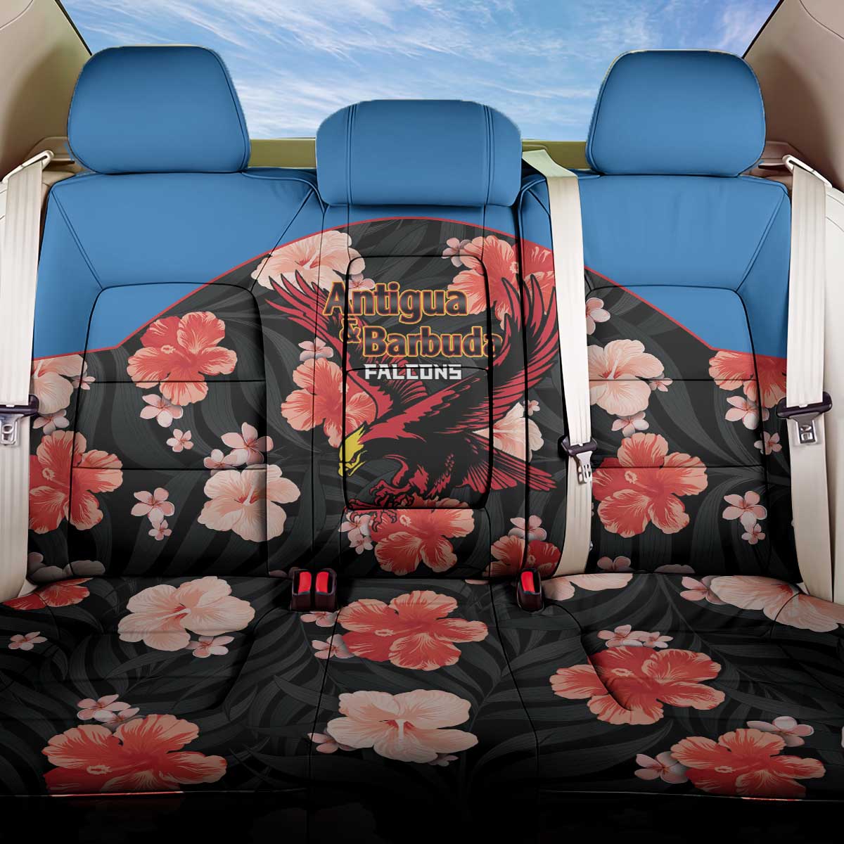 Antigua and Barbuda Cricket Back Car Seat Cover 2025 Go Falcons Tropical Style - Wonder Print Shop