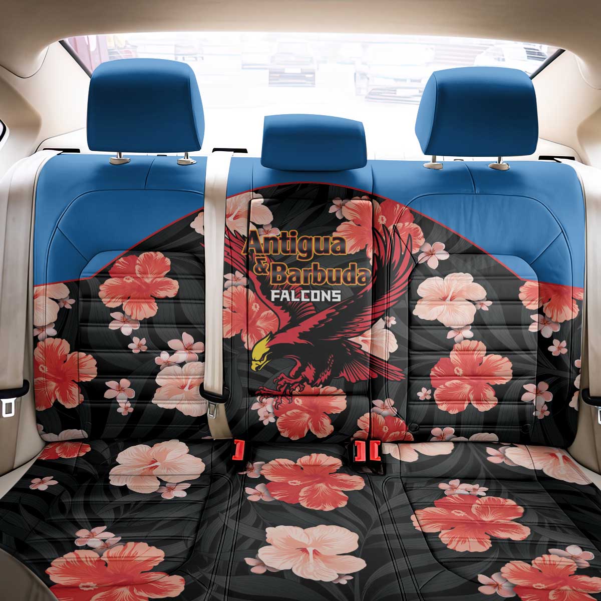 Antigua and Barbuda Cricket Back Car Seat Cover 2025 Go Falcons Tropical Style - Wonder Print Shop