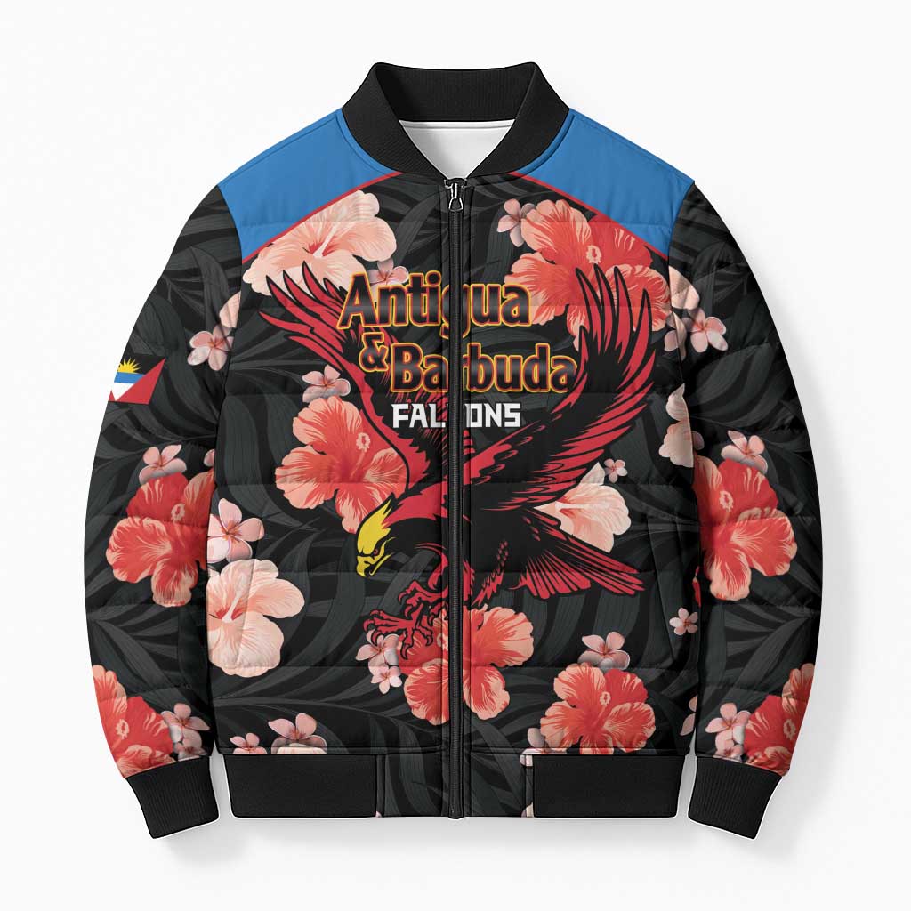 Custom Antigua and Barbuda Cricket Bomber Puffer Jacket 2025 Go Falcons Tropical Style - Wonder Print Shop