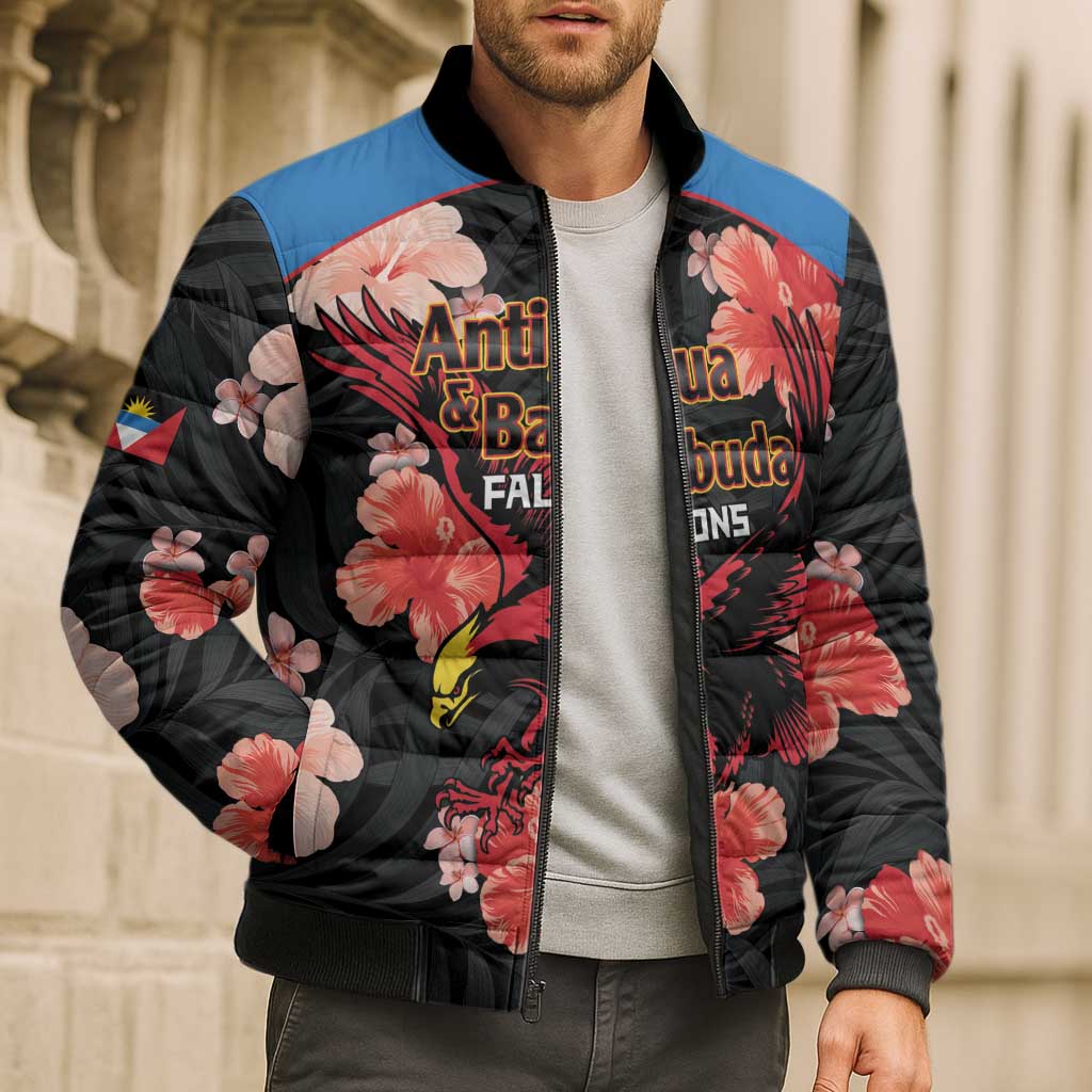 Custom Antigua and Barbuda Cricket Bomber Puffer Jacket 2025 Go Falcons Tropical Style - Wonder Print Shop