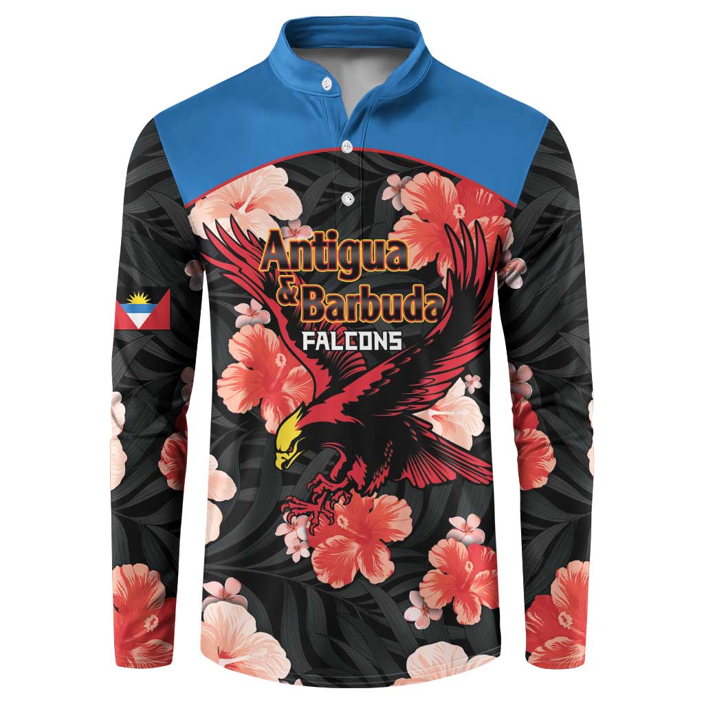 Custom Antigua and Barbuda Cricket Button Sweatshirt 2025 Go Falcons Tropical Style - Wonder Print Shop