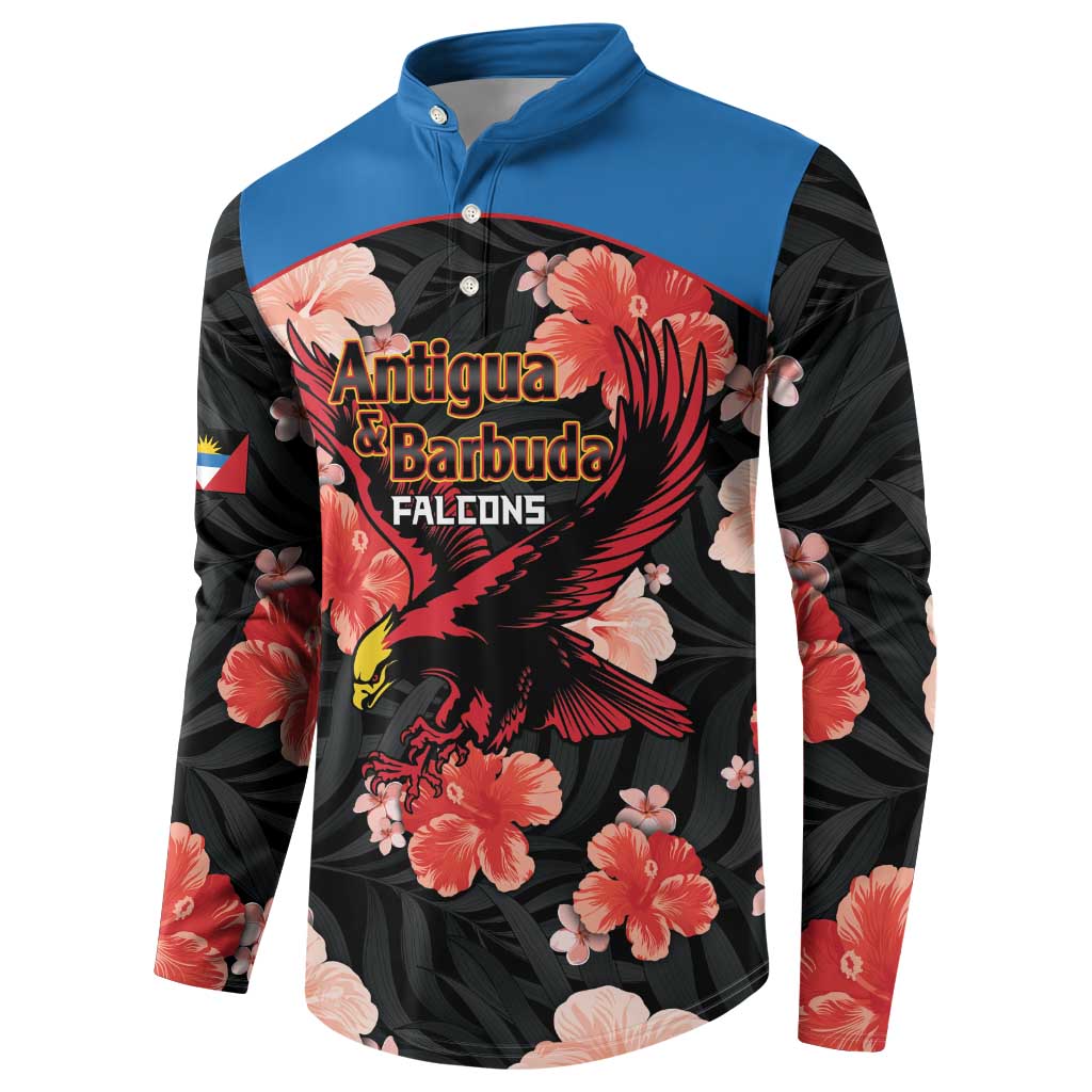 Custom Antigua and Barbuda Cricket Button Sweatshirt 2025 Go Falcons Tropical Style - Wonder Print Shop