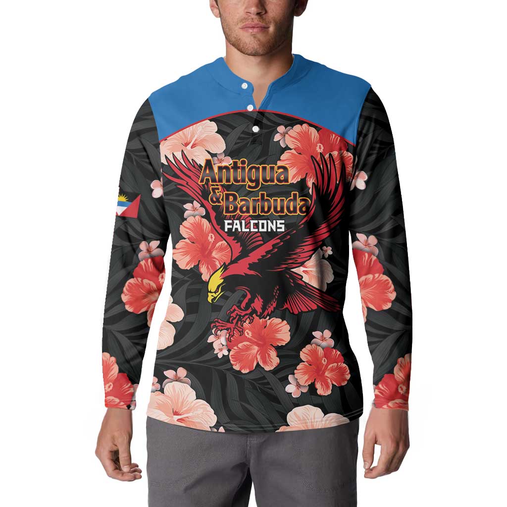 Custom Antigua and Barbuda Cricket Button Sweatshirt 2025 Go Falcons Tropical Style - Wonder Print Shop