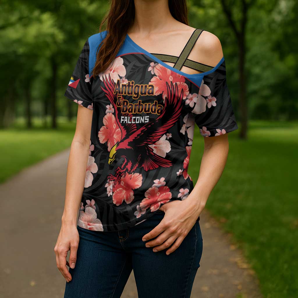 Custom Antigua and Barbuda Cricket Cross Shoulder Shirt 2025 Go Falcons Tropical Style - Wonder Print Shop