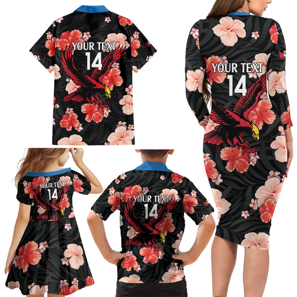 Custom Antigua and Barbuda Cricket Family Matching Long Sleeve Bodycon Dress and Hawaiian Shirt 2025 Go Falcons Tropical Style - Wonder Print Shop
