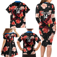 Custom Antigua and Barbuda Cricket Family Matching Long Sleeve Bodycon Dress and Hawaiian Shirt 2025 Go Falcons Tropical Style - Wonder Print Shop