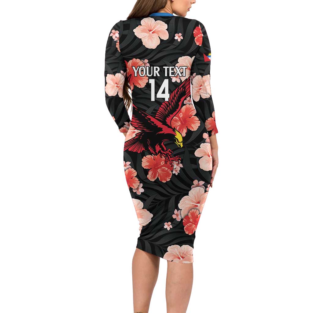 Custom Antigua and Barbuda Cricket Family Matching Long Sleeve Bodycon Dress and Hawaiian Shirt 2025 Go Falcons Tropical Style - Wonder Print Shop