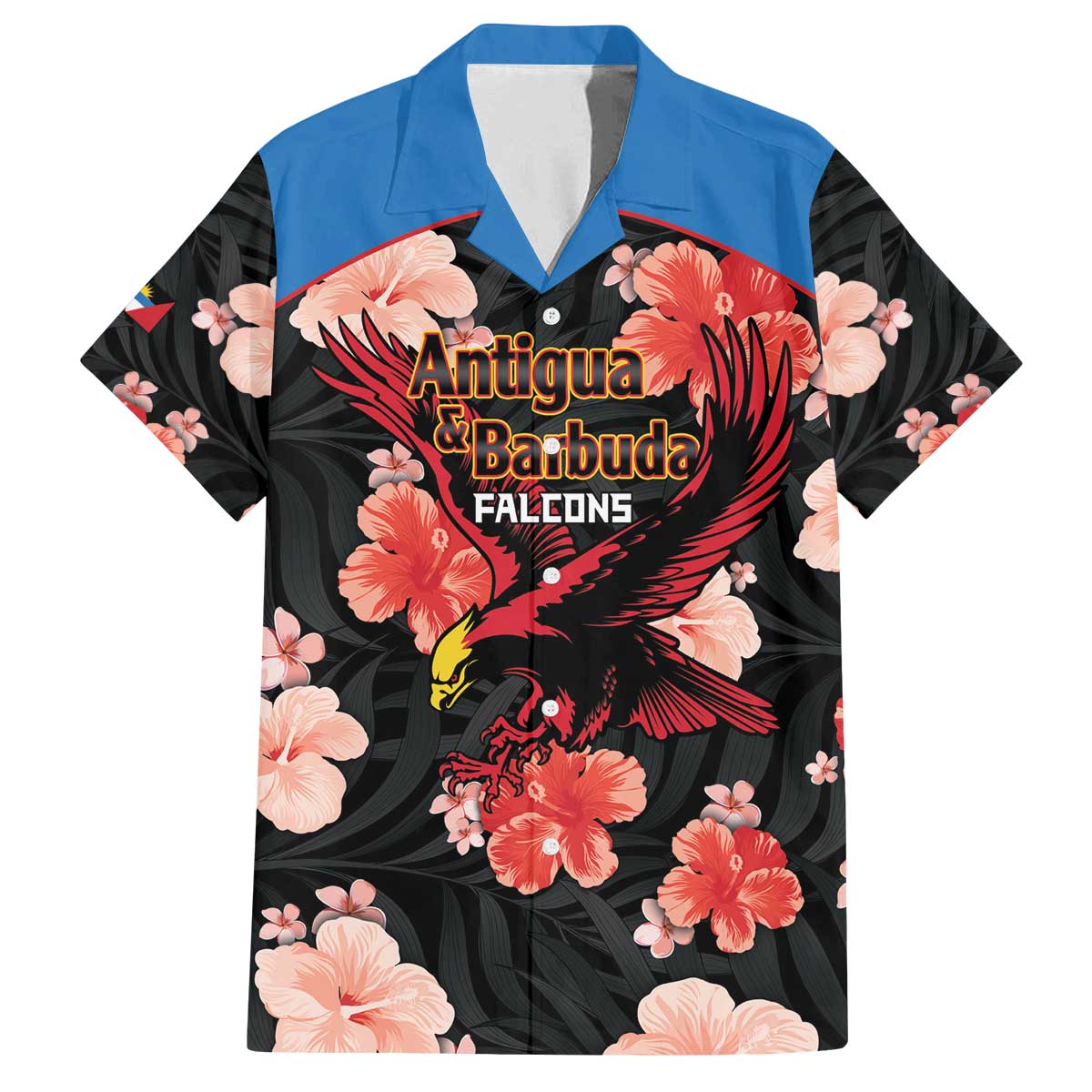 Custom Antigua and Barbuda Cricket Family Matching Off The Shoulder Long Sleeve Dress and Hawaiian Shirt 2025 Go Falcons Tropical Style - Wonder Print Shop