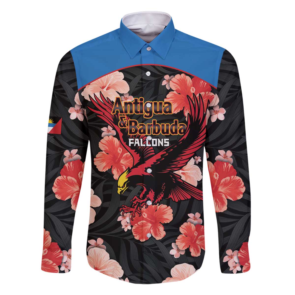 Custom Antigua and Barbuda Cricket Family Matching Off The Shoulder Long Sleeve Dress and Hawaiian Shirt 2025 Go Falcons Tropical Style - Wonder Print Shop