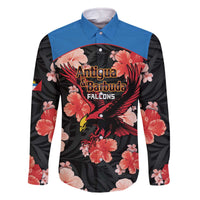 Custom Antigua and Barbuda Cricket Family Matching Off The Shoulder Long Sleeve Dress and Hawaiian Shirt 2025 Go Falcons Tropical Style - Wonder Print Shop
