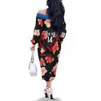 Custom Antigua and Barbuda Cricket Family Matching Off The Shoulder Long Sleeve Dress and Hawaiian Shirt 2025 Go Falcons Tropical Style - Wonder Print Shop