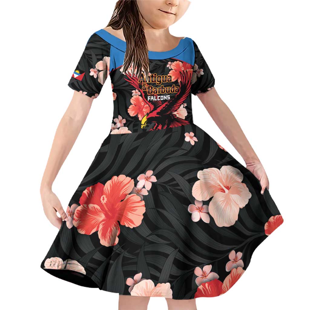 Custom Antigua and Barbuda Cricket Family Matching Off Shoulder Short Dress and Hawaiian Shirt 2025 Go Falcons Tropical Style - Wonder Print Shop