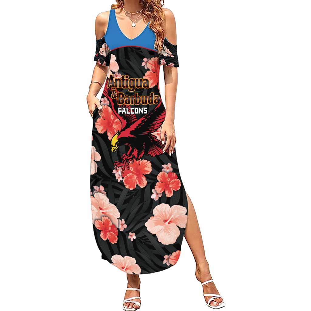 Custom Antigua and Barbuda Cricket Family Matching Summer Maxi Dress and Hawaiian Shirt 2025 Go Falcons Tropical Style - Wonder Print Shop