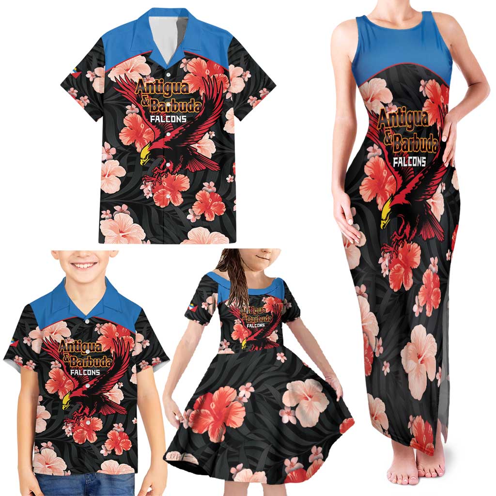 Custom Antigua and Barbuda Cricket Family Matching Tank Maxi Dress and Hawaiian Shirt 2025 Go Falcons Tropical Style - Wonder Print Shop