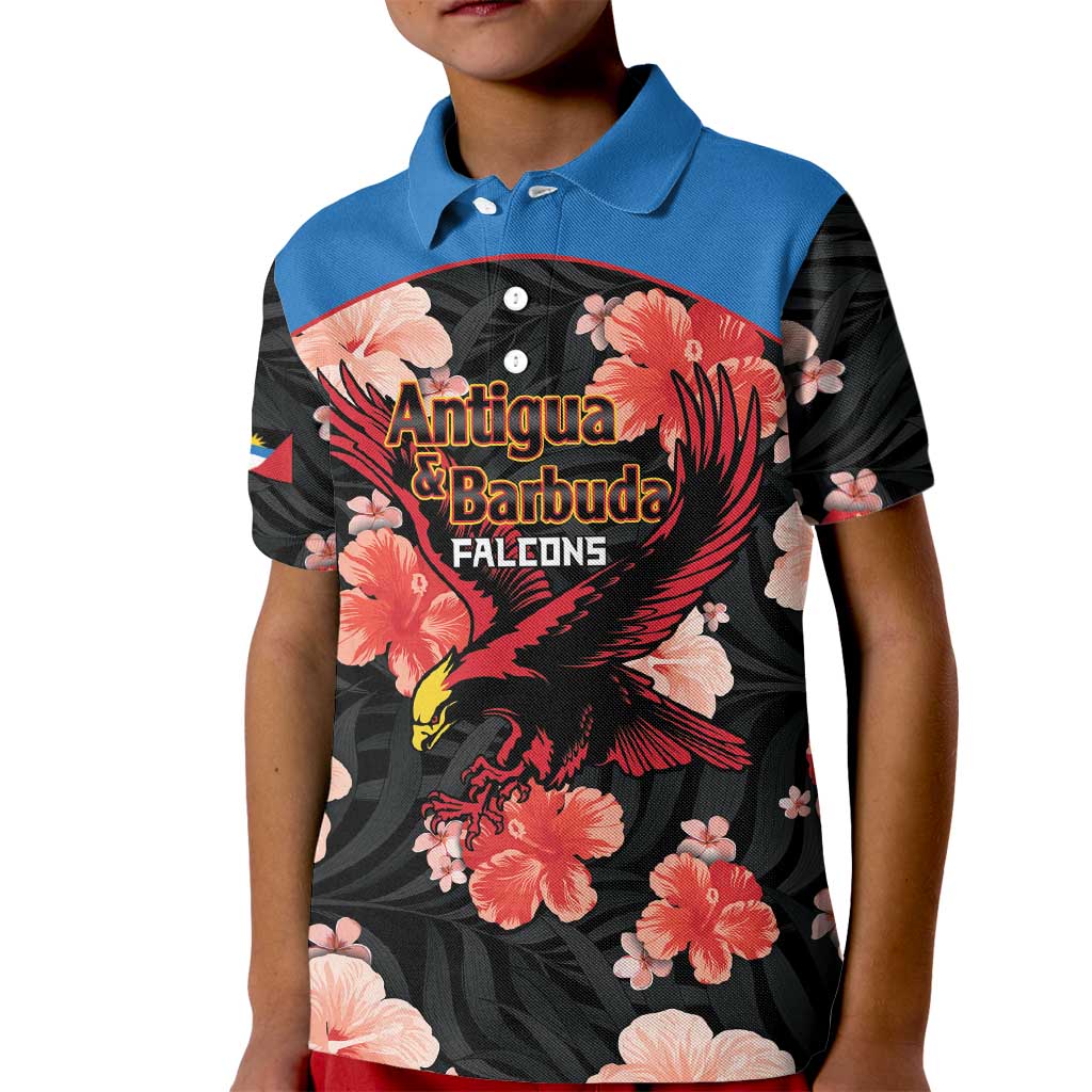 Custom Antigua and Barbuda Cricket Kid Polo Shirt 2025 Go Falcons Tropical Style - Wonder Print Shop