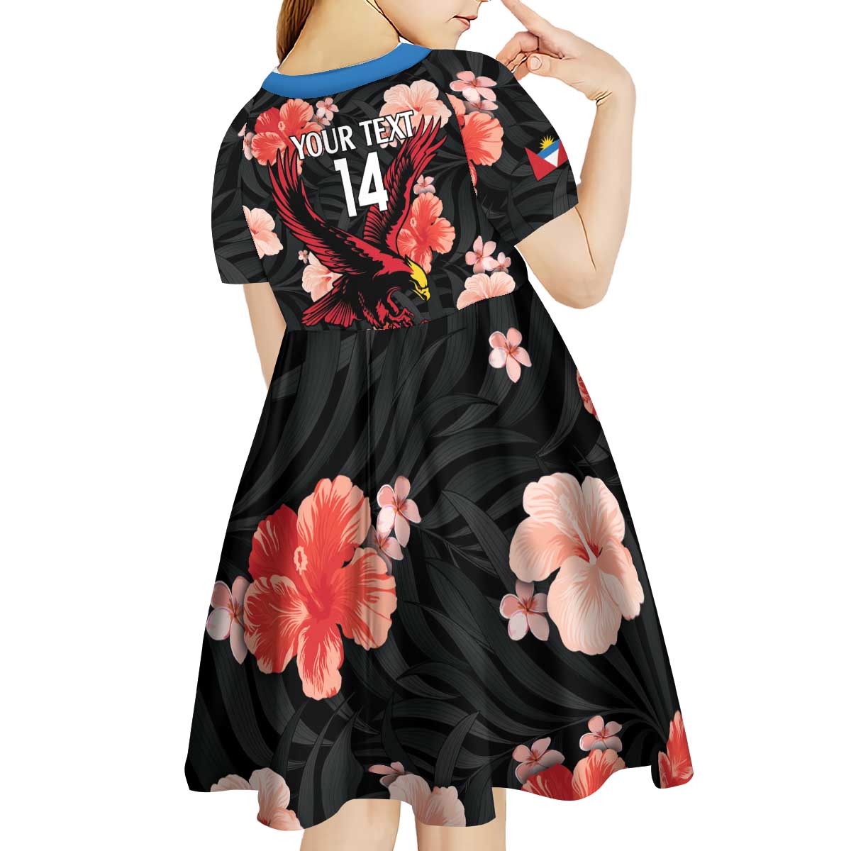 Custom Antigua and Barbuda Cricket Kid Short Sleeve Dress 2025 Go Falcons Tropical Style - Wonder Print Shop