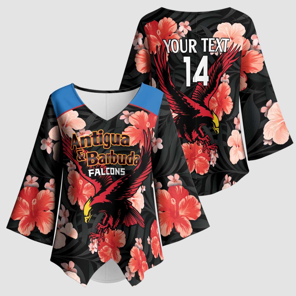 Custom Antigua and Barbuda Cricket Kimono Sleeve Blouse 2025 Go Falcons Tropical Style - Wonder Print Shop