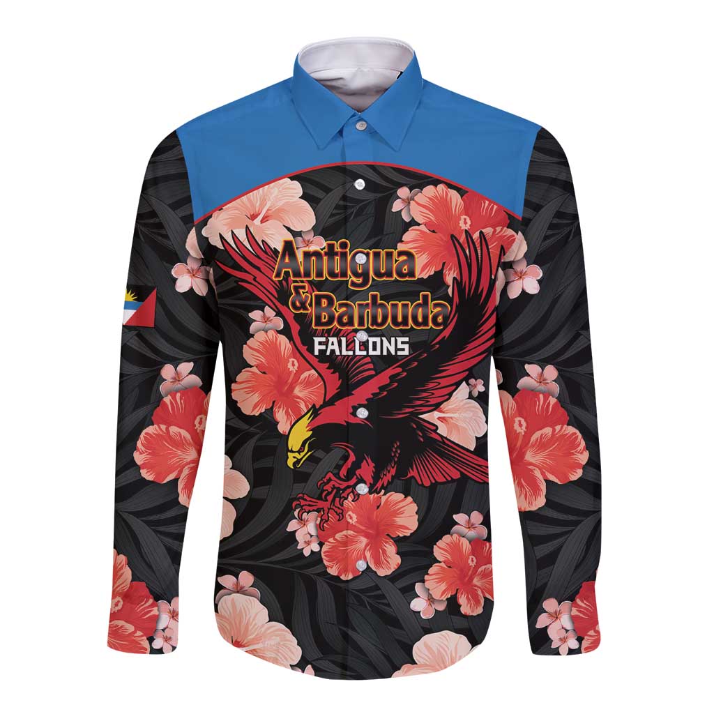 Custom Antigua and Barbuda Cricket Long Sleeve Button Shirt 2025 Go Falcons Tropical Style - Wonder Print Shop