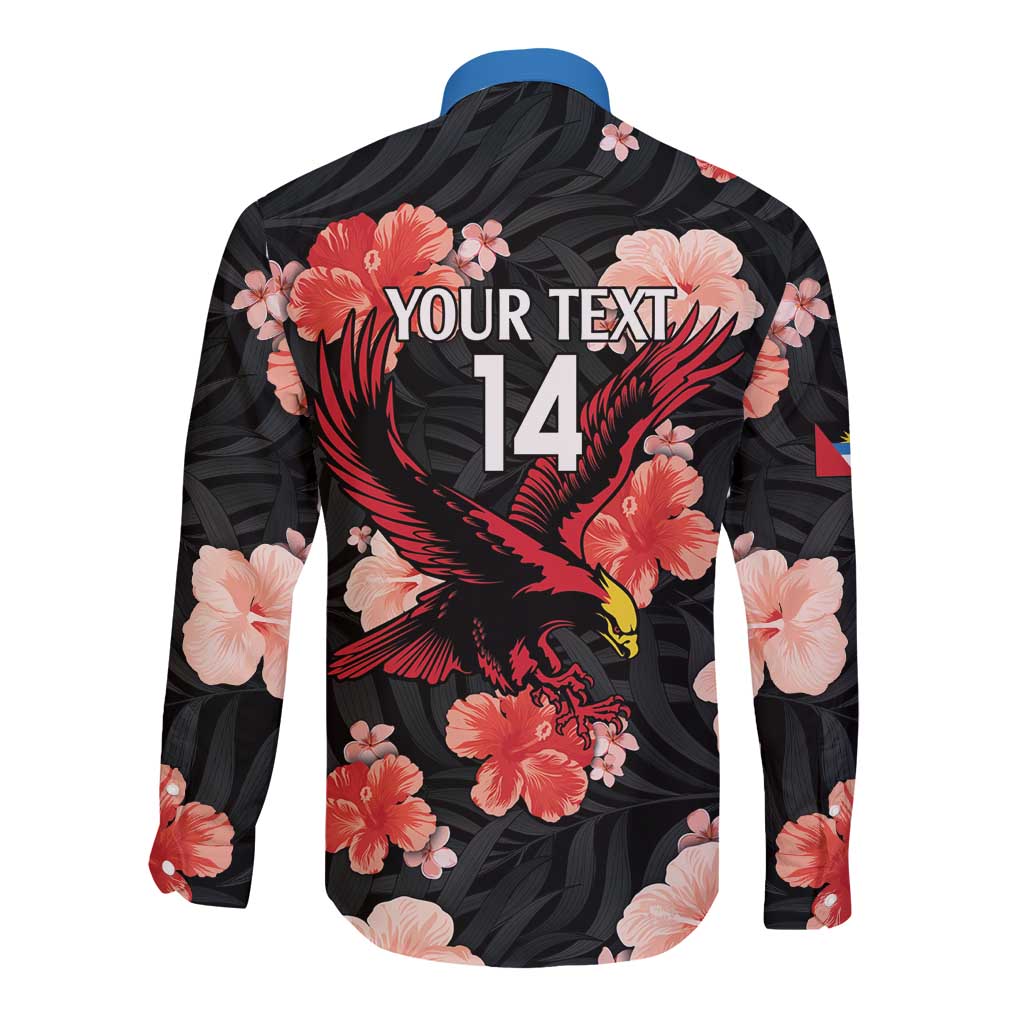 Custom Antigua and Barbuda Cricket Long Sleeve Button Shirt 2025 Go Falcons Tropical Style - Wonder Print Shop
