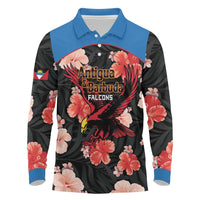 Custom Antigua and Barbuda Cricket Long Sleeve Polo Shirt 2025 Go Falcons Tropical Style - Wonder Print Shop