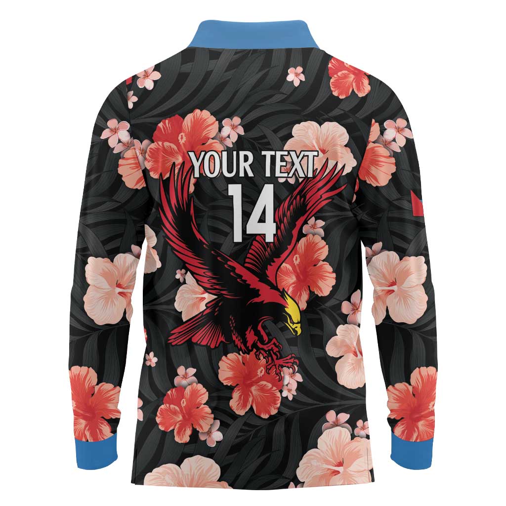 Custom Antigua and Barbuda Cricket Long Sleeve Polo Shirt 2025 Go Falcons Tropical Style - Wonder Print Shop