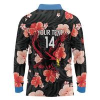 Custom Antigua and Barbuda Cricket Long Sleeve Polo Shirt 2025 Go Falcons Tropical Style - Wonder Print Shop