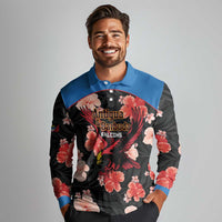 Custom Antigua and Barbuda Cricket Long Sleeve Polo Shirt 2025 Go Falcons Tropical Style - Wonder Print Shop