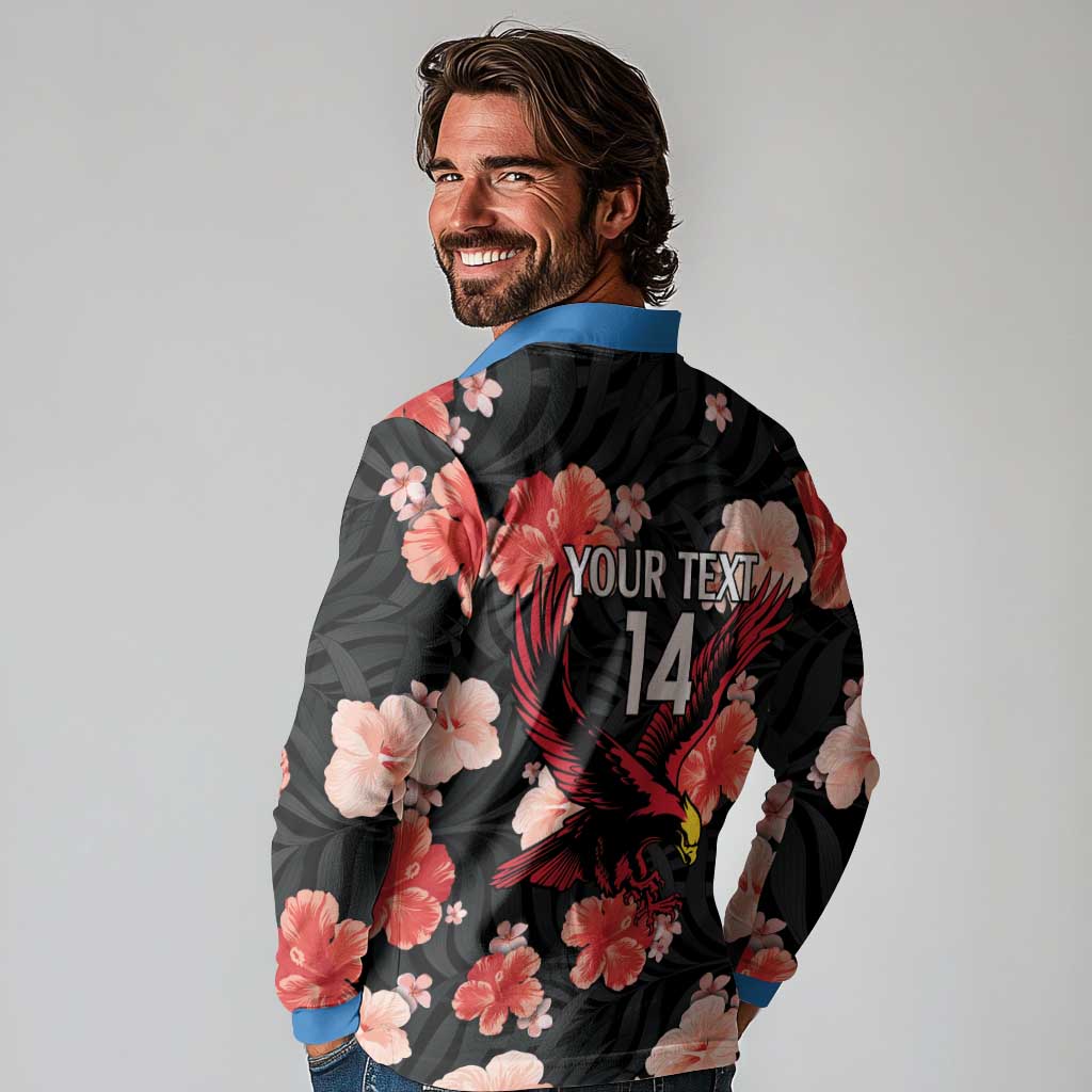 Custom Antigua and Barbuda Cricket Long Sleeve Polo Shirt 2025 Go Falcons Tropical Style - Wonder Print Shop