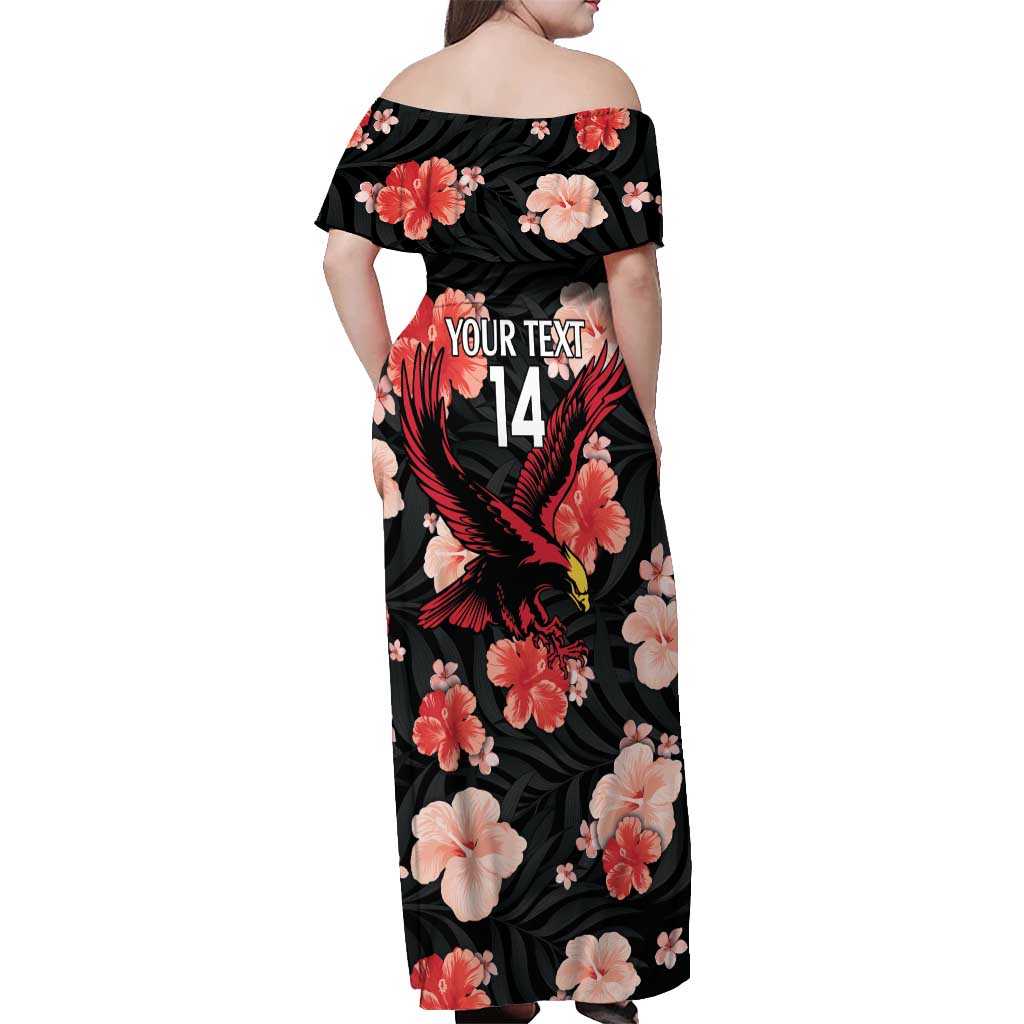 Custom Antigua and Barbuda Cricket Off Shoulder Maxi Dress 2025 Go Falcons Tropical Style - Wonder Print Shop
