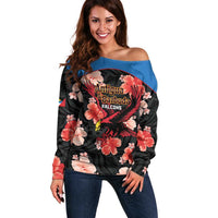 Custom Antigua and Barbuda Cricket Off Shoulder Sweater 2025 Go Falcons Tropical Style - Wonder Print Shop