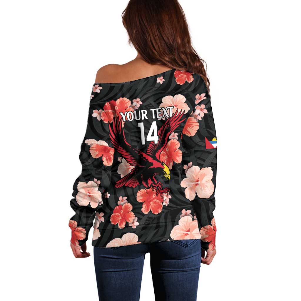Custom Antigua and Barbuda Cricket Off Shoulder Sweater 2025 Go Falcons Tropical Style - Wonder Print Shop